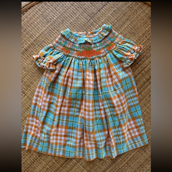 Shrimp & Grits Smocked Pumpkin Dress - Picture 1 of 2